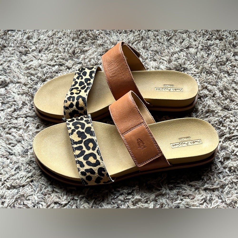 Hush Puppies Women’s Lilly 2 Band Slides USA Size 7 Wide Leopard Hook/Loop EUC - Picture 6 of 9